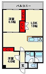 日恵コーポ 2LDKの間取図画像