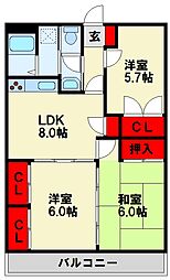 ガーデンフォレストノースウイング 3LDKの間取図画像