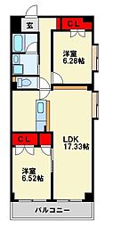 加来ビル 2LDKの間取図画像