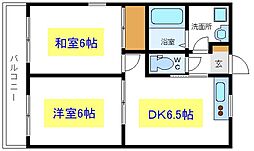 阿久津マンション 2DKの間取図画像