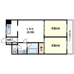 アゼリアコート 2LDKの間取図画像