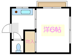 東荘 1Kの間取図画像