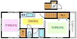 JR総武線 平井駅 徒歩12分の賃貸アパート 2階2DKの間取り