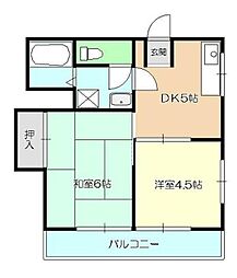 ピュアハウス 2DKの間取図画像