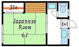 清月荘A 1Kの間取図画像