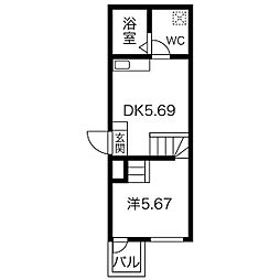 名古屋市営東山線 新栄町駅 徒歩5分の賃貸マンション 2階1DKの間取り