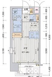 名古屋市営鶴舞線 鶴舞駅 徒歩3分の賃貸マンション 11階ワンルームの間取り