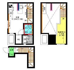 名古屋市営東山線 本山駅 徒歩5分の賃貸アパート 2階ワンルームの間取り