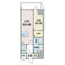 名古屋市営名城線 金山駅 徒歩8分の賃貸マンション 6階1LDKの間取り