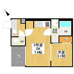 名古屋市営東山線 新栄町駅 徒歩6分の賃貸アパート 3階1DKの間取り