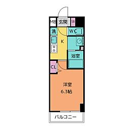 名古屋市営名城線 上前津駅 徒歩5分の賃貸マンション 6階1Kの間取り