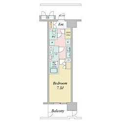 名古屋市営名城線 東別院駅 徒歩8分の賃貸マンション 11階1Kの間取り