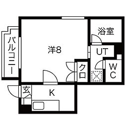 ヴェール本山 1Kの間取図画像