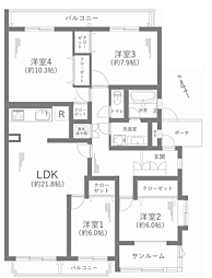 三旺マンション城山 4LDKの間取図画像