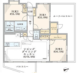 テラッツァ祖師谷大蔵 3LDKの間取図画像