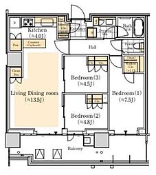 HARUMI FLAG SEA VILLAGEA棟 3LDKの間取図画像