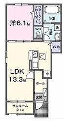 リアン寿A 1LDKの間取図画像