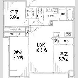 ロワイヤル城巽 3LDKの間取図画像