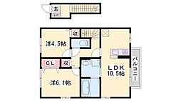 メゾンラフィーネ 2LDKの間取図画像
