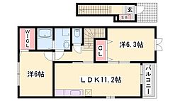 ムックインアサカ2 2LDKの間取図画像
