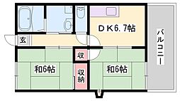 ユウハイツA 2DKの間取図画像