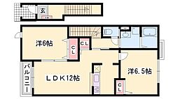 ウッドパストラル1 2LDKの間取図画像