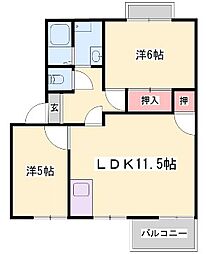 メゾンドール汐見台A 2LDKの間取図画像