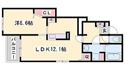 ラウト 1LDKの間取図画像