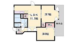 ピュールメゾン 2LDKの間取図画像