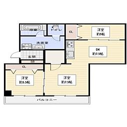 藤和しらさぎハイタウンA棟 3DKの間取図画像