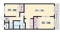 エクセランコート 2LDKの間取図画像