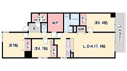 キャッスルコート飾磨弐番館 3SLDKの間取図画像