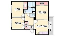 サンエルディム 3Kの間取図画像