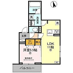 D's阿保 1LDKの間取図画像