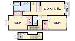 ヴェルサン・アベニュ2 2LDKの間取図画像