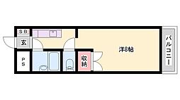 ロッキーコート太子 1Kの間取図画像