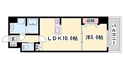 MISTRAL姫路駅前8安田 1LDKの間取図画像