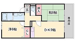 ハイカムール山手 2DKの間取図画像