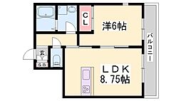 ウィズローズ神屋町 1LDKの間取図画像