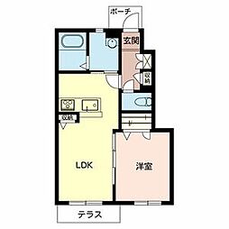 ヒメコウライグリーン 1LDKの間取図画像