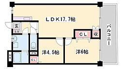 ブエナビスタ姫路 2LDKの間取図画像