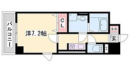 ボヌール姫路栗山町 1Kの間取図画像