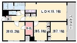 グランドビュー島本 3LDKの間取図画像