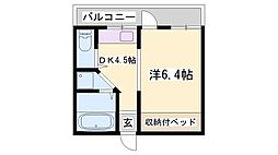 ヒルハイツB棟 1DKの間取図画像