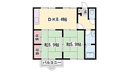 コートヴィレッジ2 2DKの間取図画像