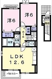 プラシード和上郡A 2LDKの間取図画像