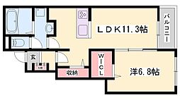 フレーシュ 1LDKの間取図画像