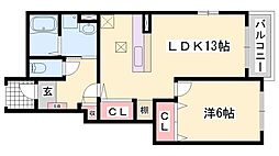 オリーブ2 1LDKの間取図画像