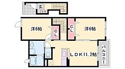プラシード 2LDKの間取図画像