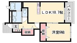 プラシード 1LDKの間取図画像
